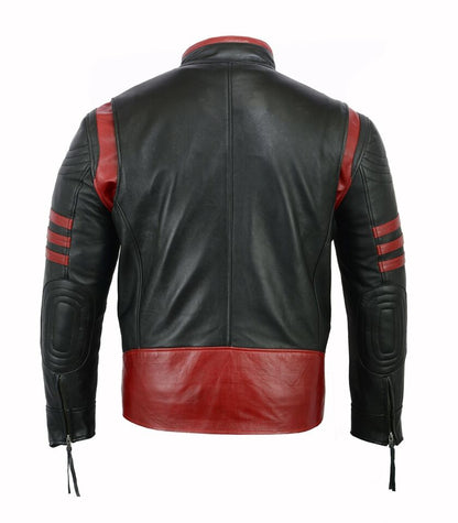 Men Leather Jacket inspiring Vintage Red Black 2