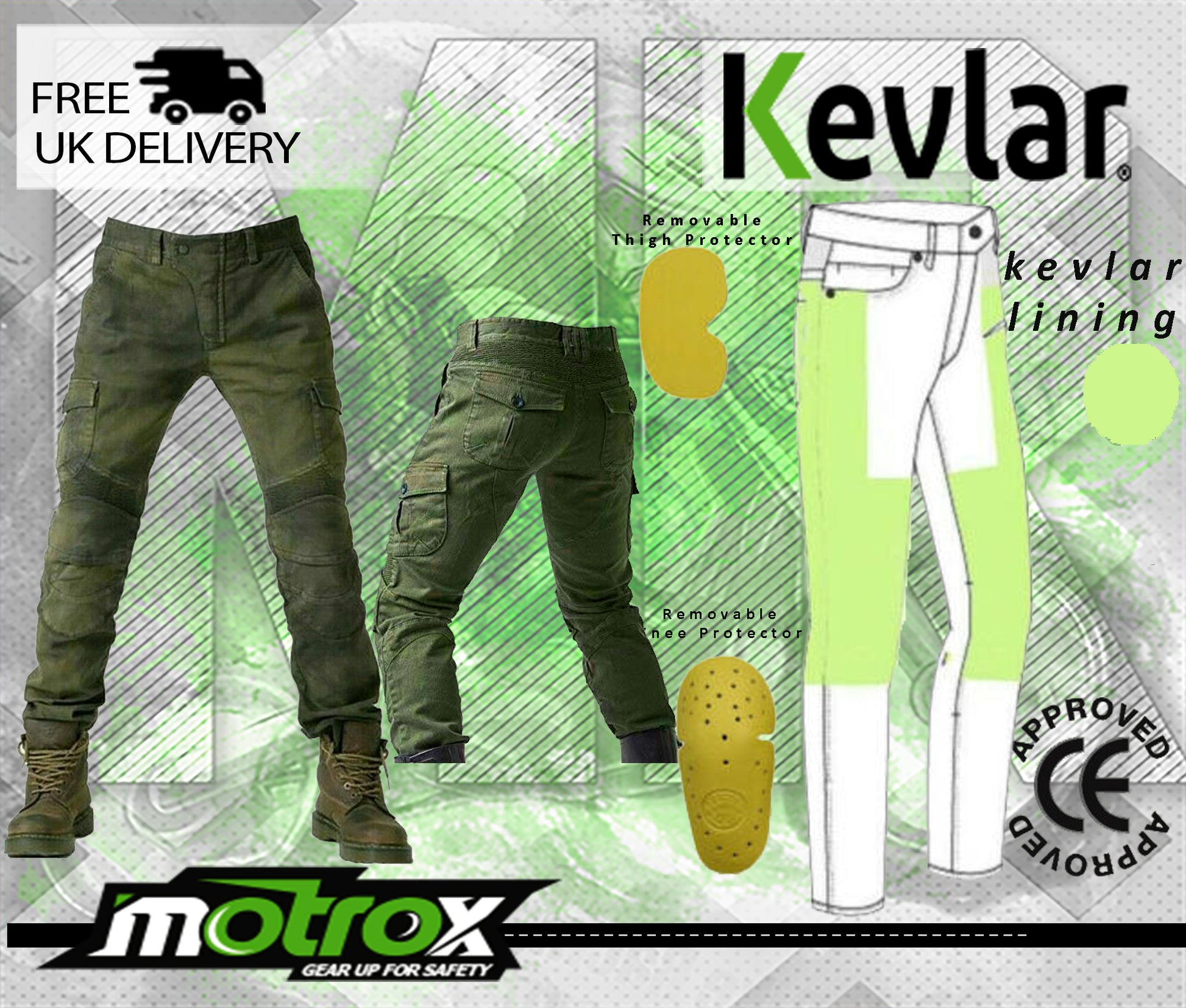 Mens Motorcycle Jeans Motorbike Fully Lined Trouser Made with Kevlar CE  Armour