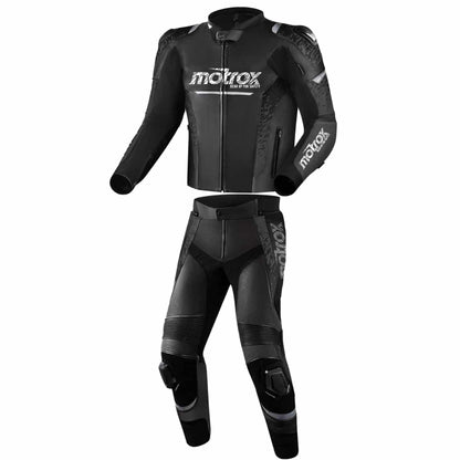 mens Leather Racing Suit 2 Piece white & black