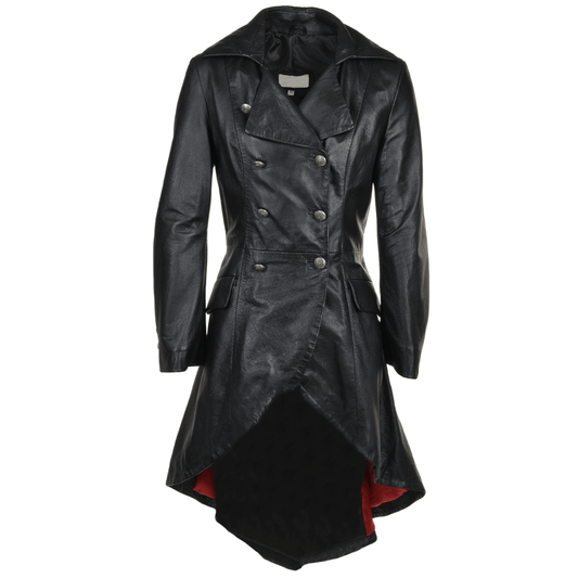 black lleather trench coat women knee length