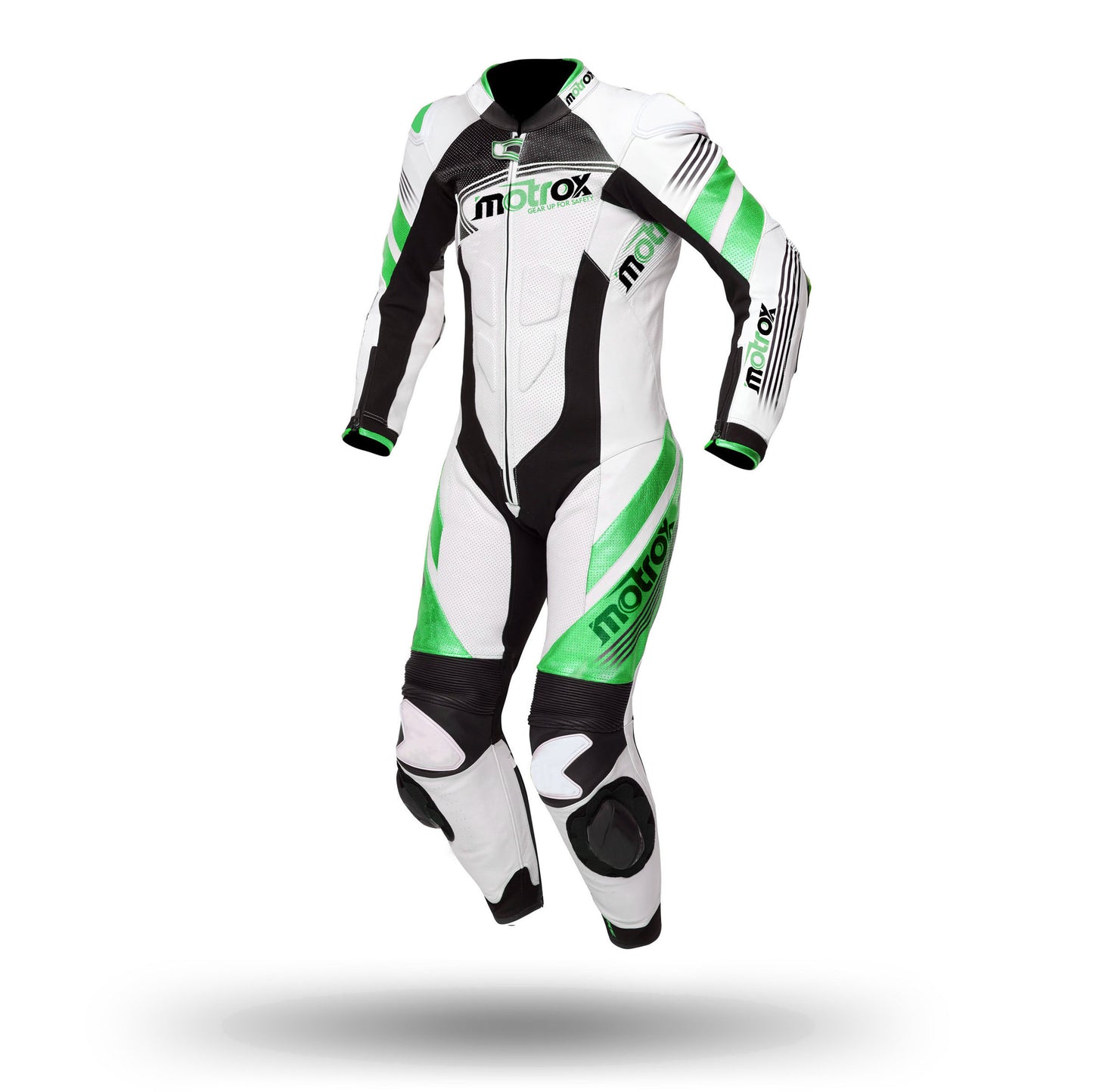 kids leather race suit green