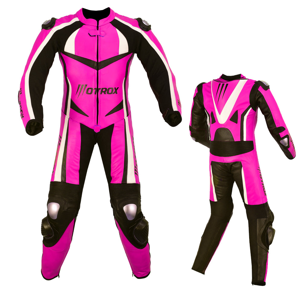 Pink motorcycle leather race suit for girls