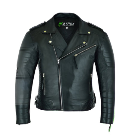 Brando Style Quilted Soft Black Leather Jacket Slim fit for men