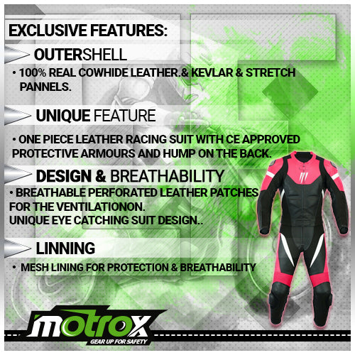 Motorcycle racing ladies leather suit features