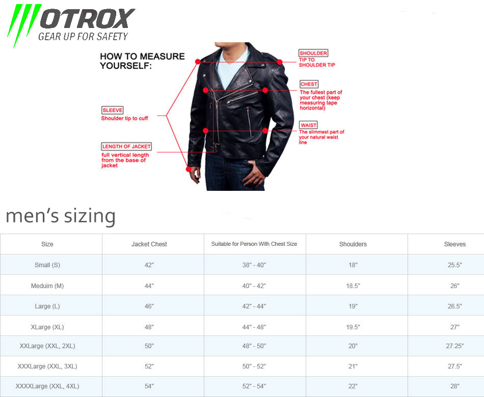 size guide of Black studded leather jacket brando style custom fit or men