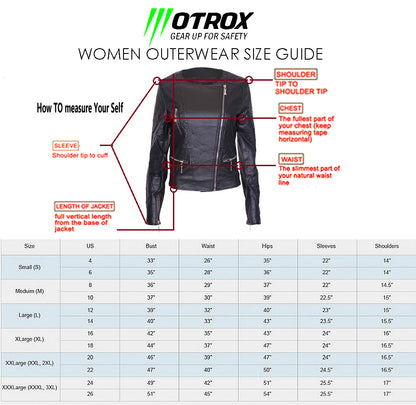 Ladies Leather Jacket size guide UK