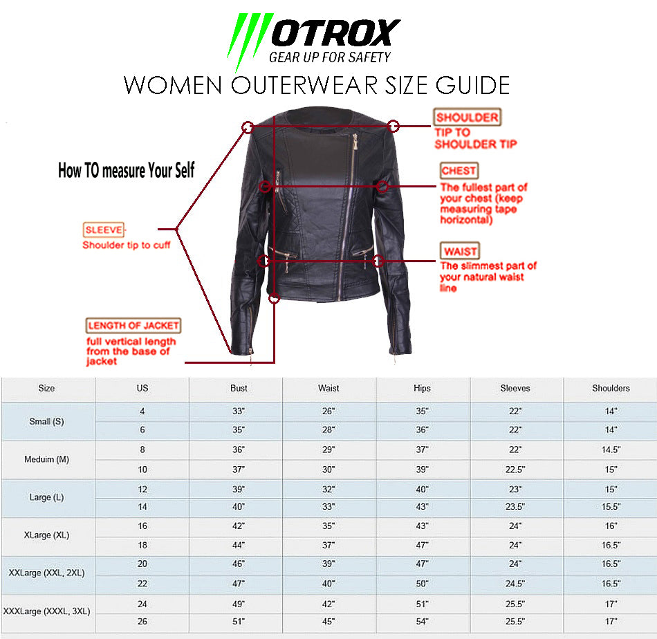 Ladies Leather Jacket size guide