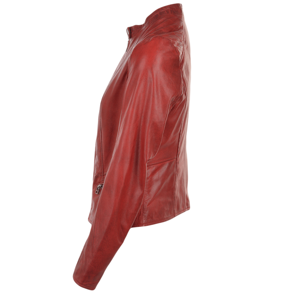 Leather Ladies Jacket Dazzling Fashion Red Color 1.0
