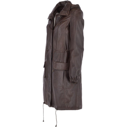 Ladies Long Coat Genius Gillian Duffle Leather Coat
