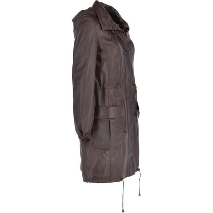 Ladies Long Coat Genius Gillian Duffle Leather Coat
