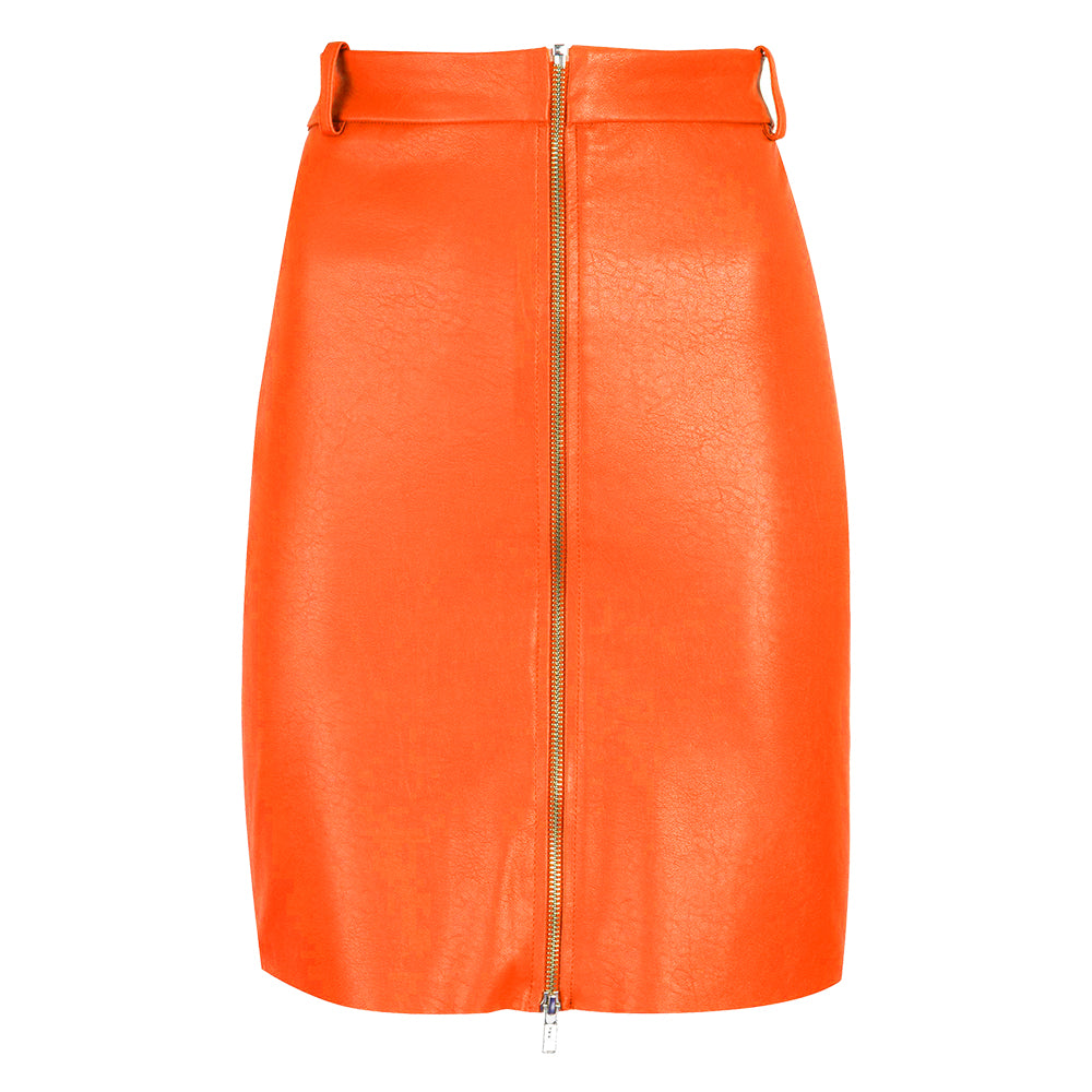 Ladies Leather Skirt Beautiful Short Zipper Style 1
