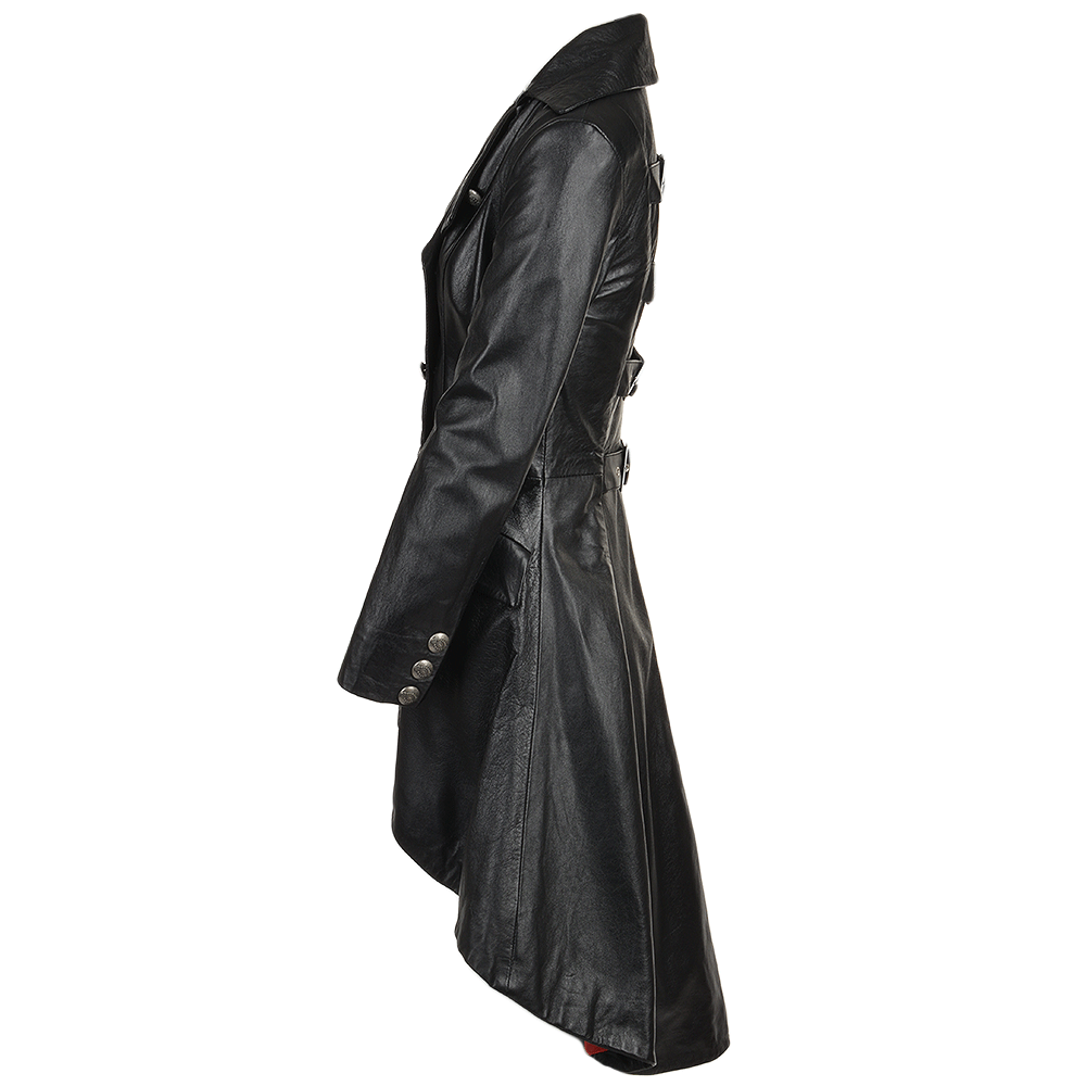 Long Coat Women Perfect Leather Raven Gothic Style1