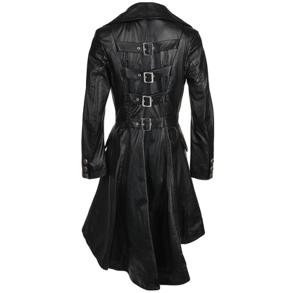 Long Coat Women Perfect Leather Raven Gothic Style1